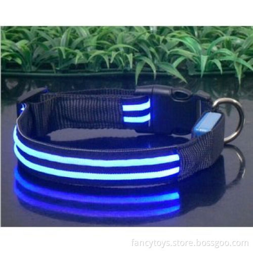 LED double optical fibers flashing collar